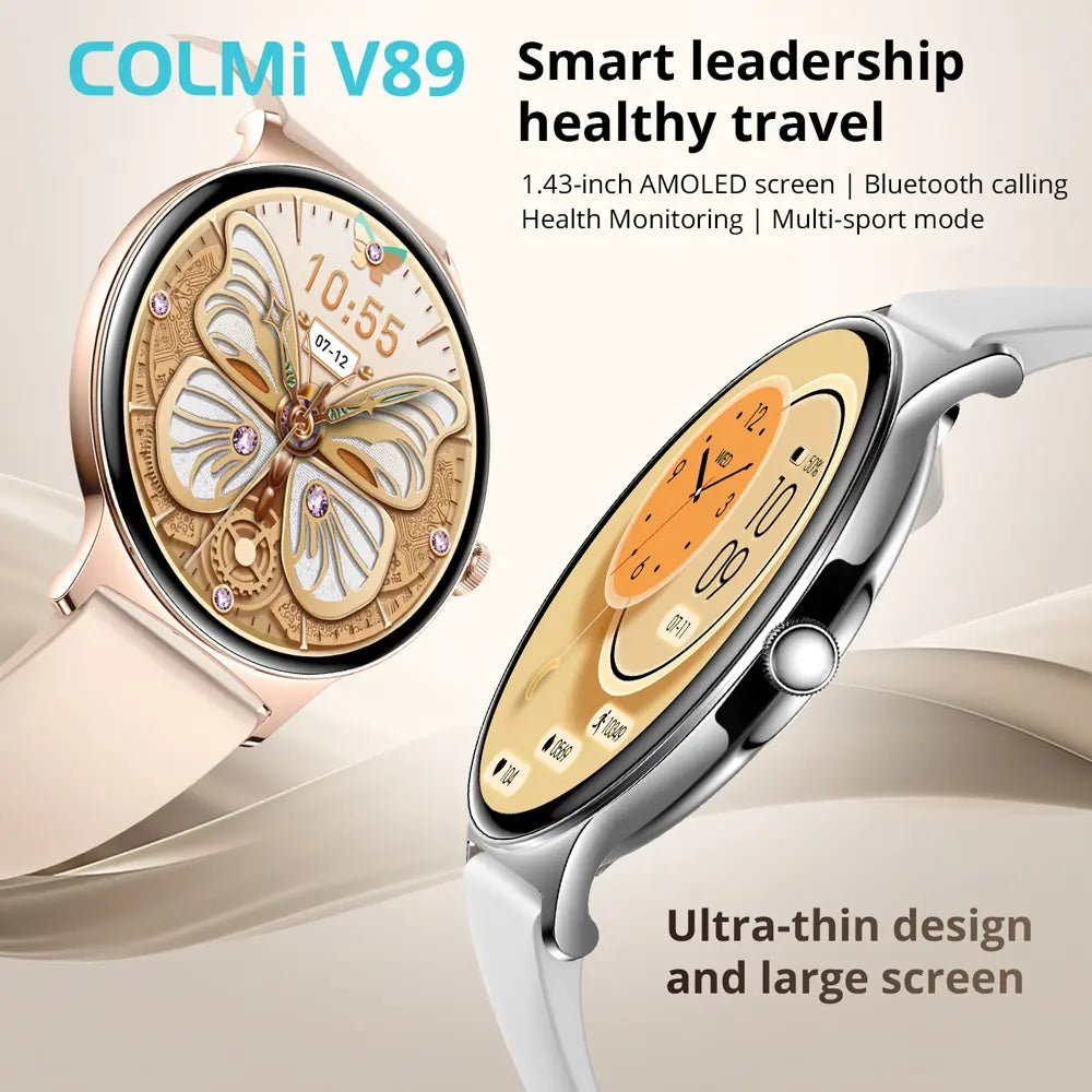 Colmi - V89 Smart Watch 1.43″ AMOLED Display 7.9mm Ultra-Thin Body - Black