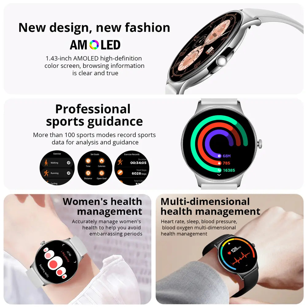 Colmi - V89 Smart Watch 1.43″ AMOLED Display 7.9mm Ultra-Thin Body - Black