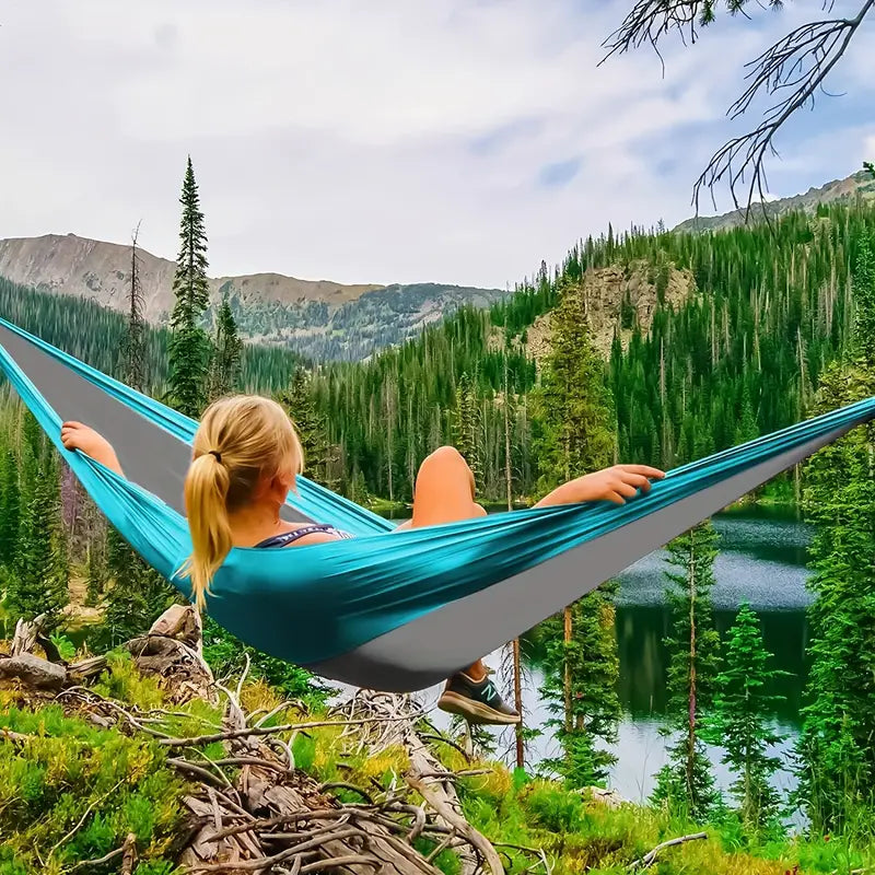 Lightweight Nylon Camping Hammock - Orange & Grey