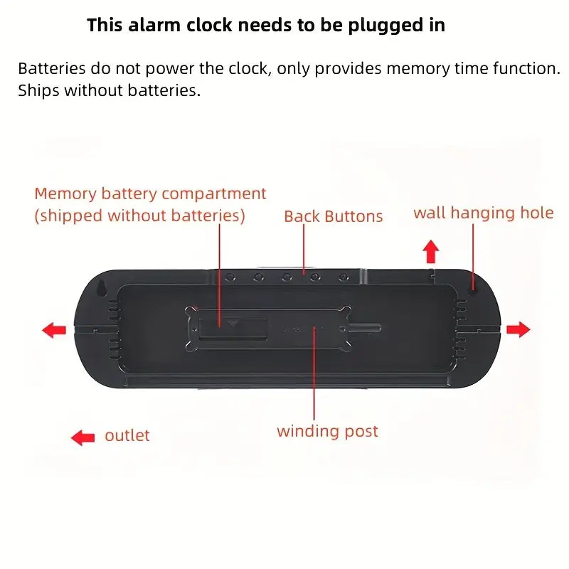 Digital LED Wall Clock - 35cm - Blue & White With Remote