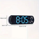 Digital LED Wall Clock - 35cm - Blue & White With Remote