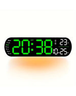 Digital LED Wall Clock - 35cm - Green & White With Remote