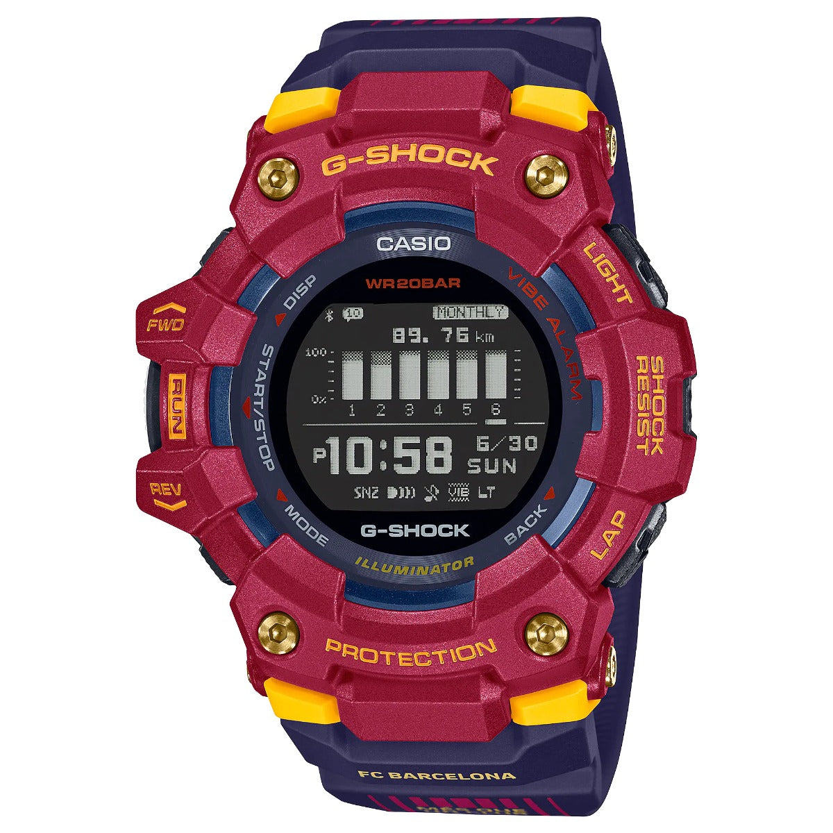 G-Shock Mens 200m Bluetooth Barcelona Limited Edition - GBD-100BAR-4ER