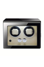 2 Unit Watch Winder Box With Lock - Black/White