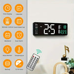 Digital LED Wall Clock - 41cm - Green With Remote