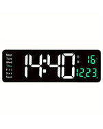 Digital LED Wall Clock - 41cm - Green With Remote