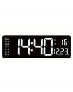 Digital LED Wall Clock - 41cm - White With Remote