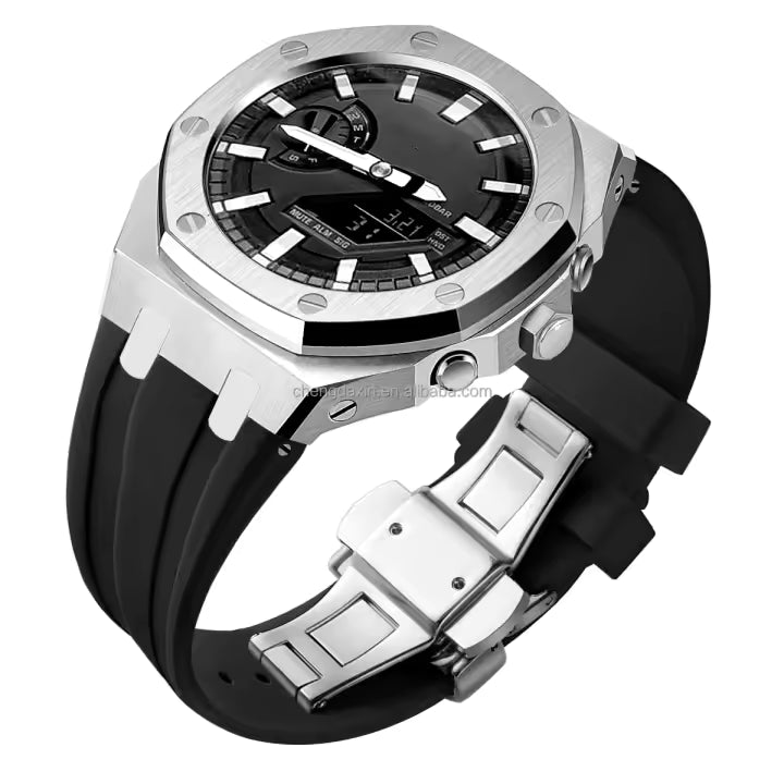 G-Shock GA-2100-reeks modifikasiestel - silwer vlekvrye staal omhulsel/blou band 