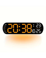 Digital LED Wall Clock - 35cm - Orange & White With Remote