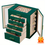 Chic Faux Leather Jewellery Box With Elegant 6Tier Organiser
