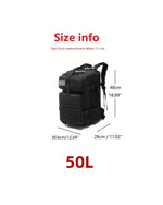 Waterproof 50L Nylon Tactical Backpack - Black