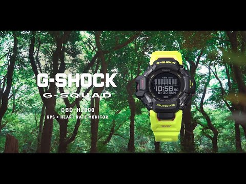 G-Shock Mens 200m G-SQUAD Solar Heart Rate and GPS - GBD-H2000-1A9FC