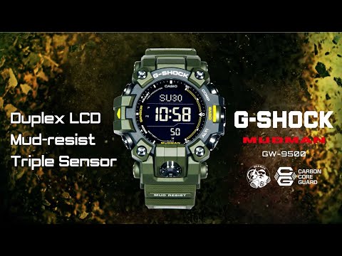 G-Shock Mens 200 m Mudman drievoudige sensor sonkrag - GW-9500-1DR 